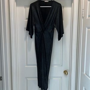 Zara dark grey shimmer midi dress with twist front